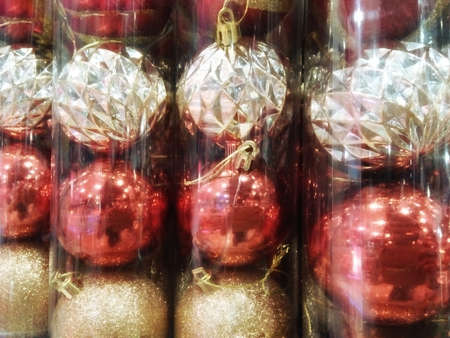 Set of Christmas decorative glass balls for sale.の写真素材