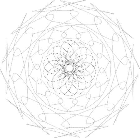 Flower dash black mandala/coloring isolated on white background. Abstract intricate geometric round element design outline/artwork-illustration.の写真素材