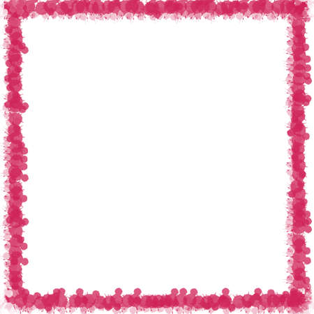 Abstract rose red color Polka Dot/Rain Drop Border Frame Isolated on White Background with copy space. Vivid Tone Color Wallpaper. Use for App, Postcards, Packaging, Items, Websites and Material -illustration.の写真素材