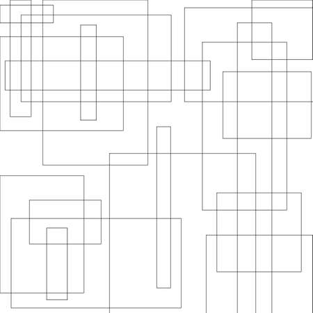 Quadrangles/black lines on white background. Geometric backdrop. Abstract wallpaper Use for App, Postcards, Packaging, Items, Websites and Material-illustration.の写真素材