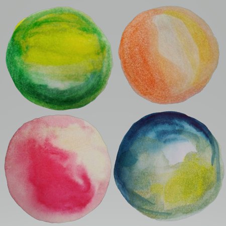 Abstract watercolor colorful circle isolated. Colorful hand drawn organic round blot painting â Element Illustrationの写真素材