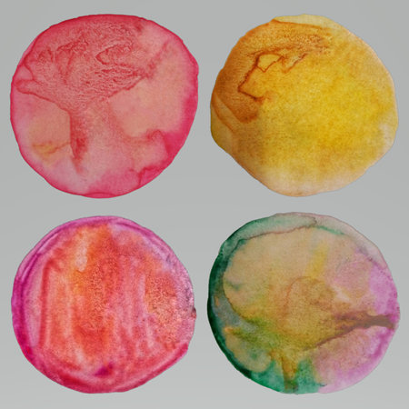 Abstract watercolor colorful circle isolated. Colorful hand drawn organic round blot painting â Element Illustrationの写真素材