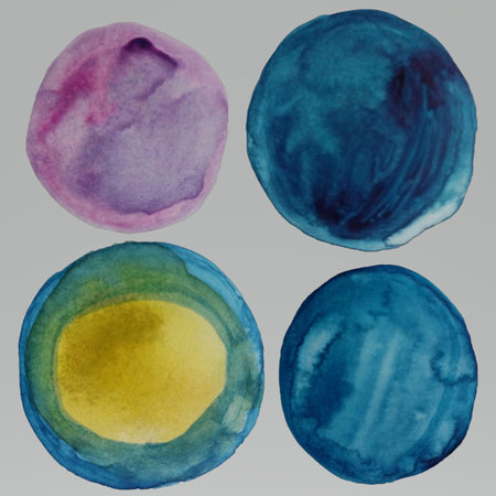 Abstract watercolor colorful circle isolated. Colorful hand drawn organic round blot painting â Element Illustrationの写真素材