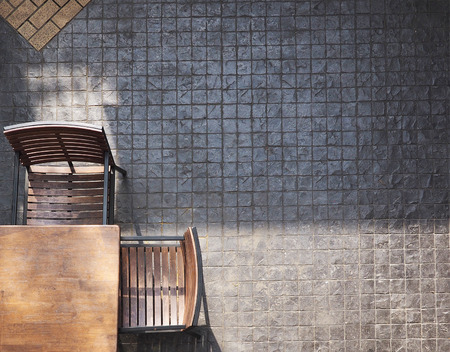 Table and chairs on the floorの写真素材