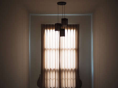 Brown curtain in a houseの写真素材