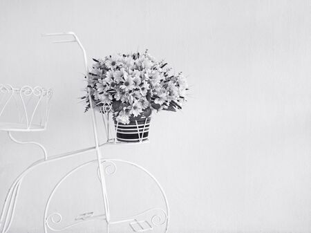 Flowers put on basket bicycleの写真素材