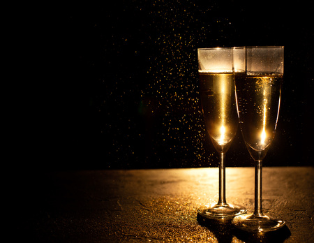 Champagne in the the glass New Year Christmasの写真素材