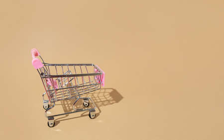 Shopping cart and online shopping during quarantineの写真素材