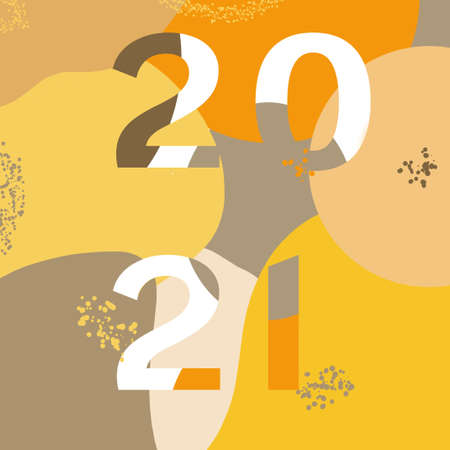 New Year 2021 and christmas multicolor background, 3d illustrationの写真素材