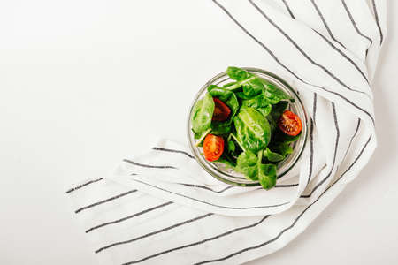 A plate of spinach view from above, healthy food detox dietの写真素材