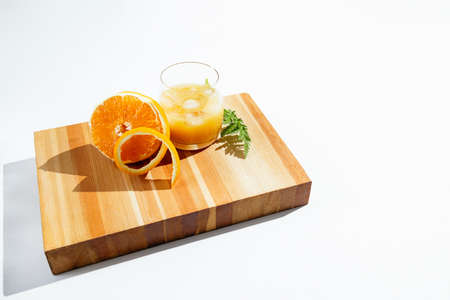 Glass of orange juice on the table, healthy breakfastの写真素材