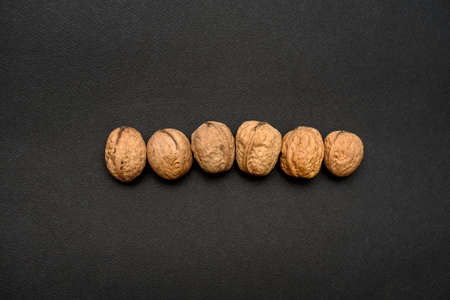 walnuts on a black background, macroの写真素材