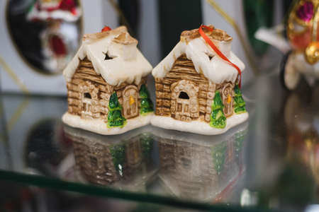 christmas gingerbread house with decorationsのeditorial素材