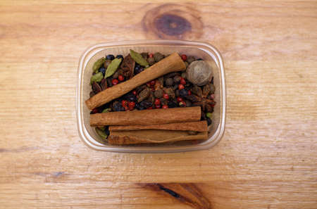 spices for mulled wine - cinnamon, star anise, cloves, nutmeg, cardamom