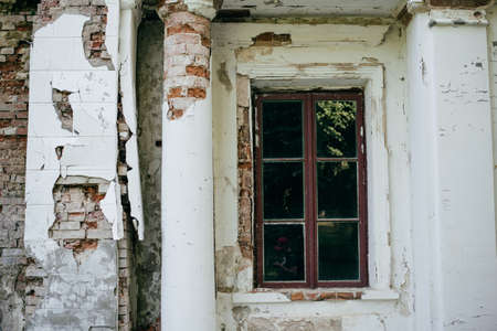 old building wall with rubbed plaster