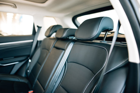 Back passenger seats in modern luxury carの写真素材