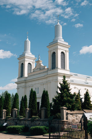 beautiful catholic church in belarus. High quality photo
