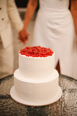 wedding cake with red currants