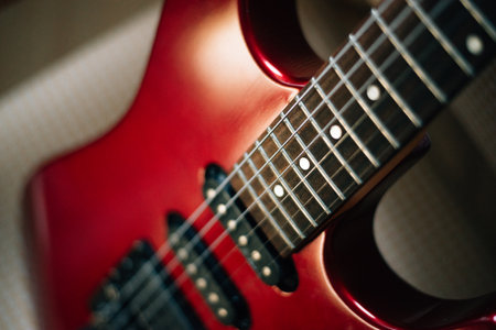 electric guitar neck and body close-up