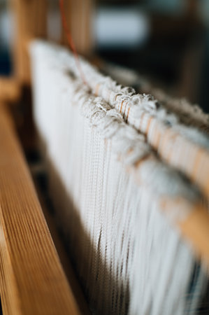 close up of weaving loom parts. High quality photoの写真素材