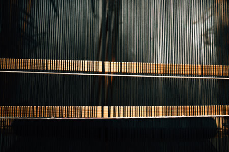 Weaving shuttle on the warpの写真素材