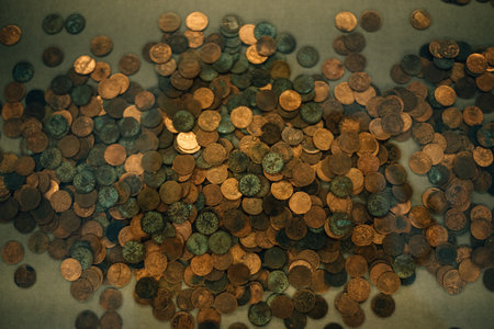 a scattering of ancient coins