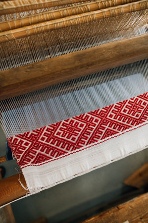 woven Belarusian towel with ornaments