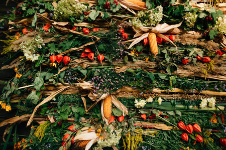 phyto tapestry of herbs and flowers. High quality photoの写真素材