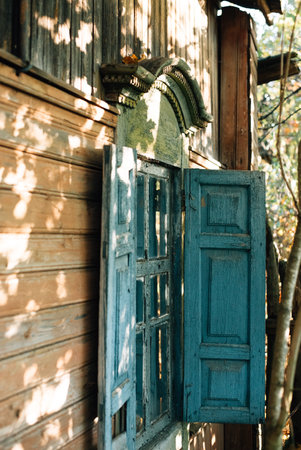 wooden shutters of an old house. High quality photoの写真素材