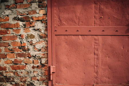 garage doors near brick wall. High quality photoの写真素材
