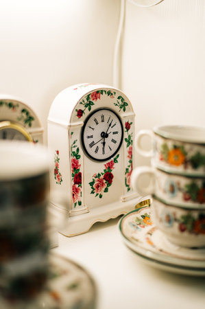vintage porcelain alarm clock. High quality photoの写真素材
