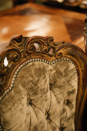 Vintage chair with carved back. High quality photoの写真素材
