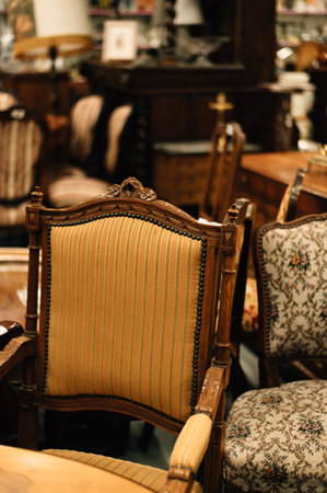 Vintage chair with carved back. High quality photoの写真素材