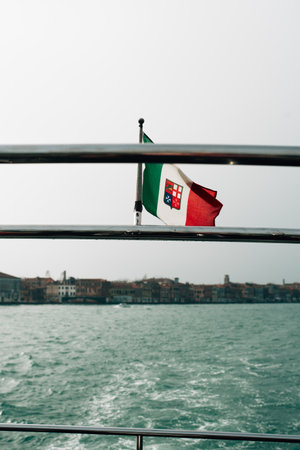 Italian flag on a ship. High quality photoの写真素材