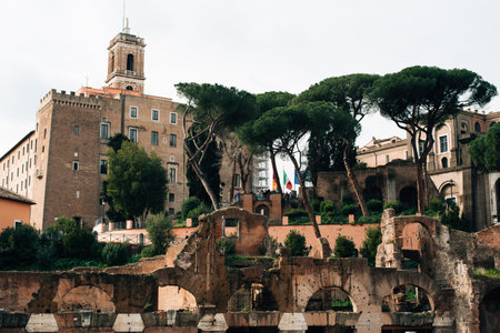 Roman ruins in Rome, Forum. High quality photoの写真素材