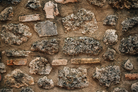 wall of large old boulders.の写真素材