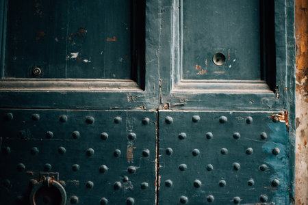 Wooden doors with relief. High quality photoの写真素材