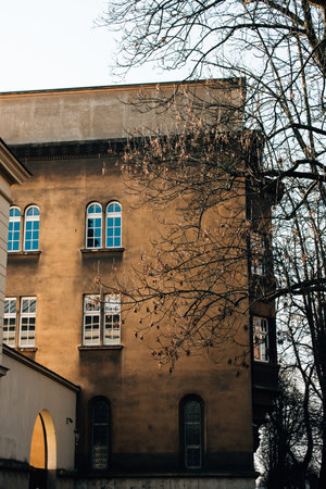 House with narrow high windows in Krakow. High quality photoの写真素材