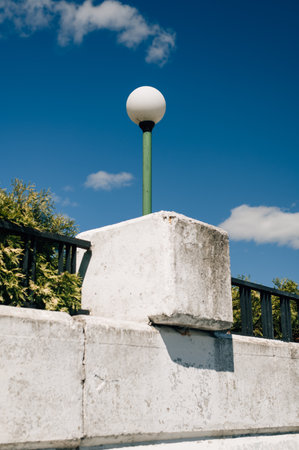 A lantern on the embankment on a sunny day. High quality photoの写真素材