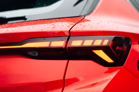 Rear light of a red car. High quality photo