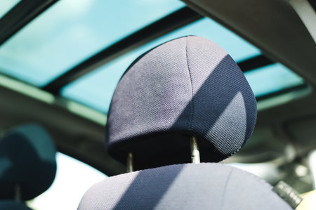 Panoramic roof in the car. High quality photoの写真素材