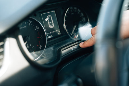 Speedometer and panels in the car. High quality photoの写真素材