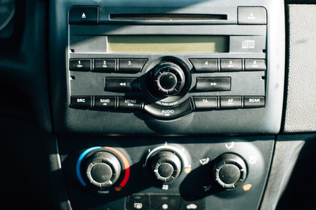 Multimedia in an old car. High quality photoの写真素材