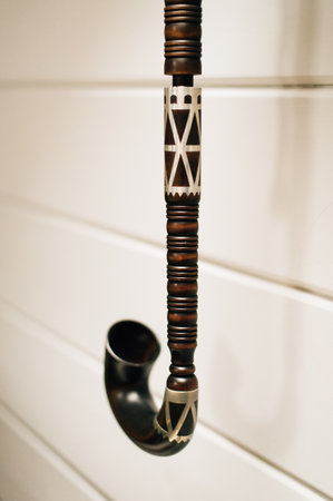 Elements of the bagpipe instrument close-up. High quality photoの写真素材