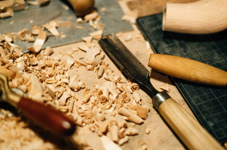 woodworking, musical instrument making, bagpipes. High quality photoの写真素材