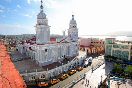 Aerial view of the cathedral of Santiago de Cubaのeditorial素材