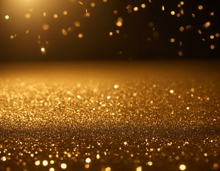 Gold glitter vintage lights background, gold and brown.の素材