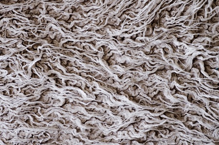 black and white waves of hair on a carpet resembling a painting