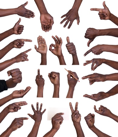 Hand gestures collection isolated on white background の写真素材