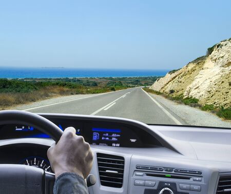 Man driving a carの写真素材